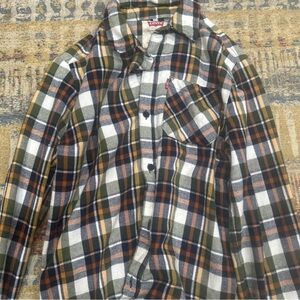 Levi's Boy’s Plaid Shirt - Green, Brown, and White